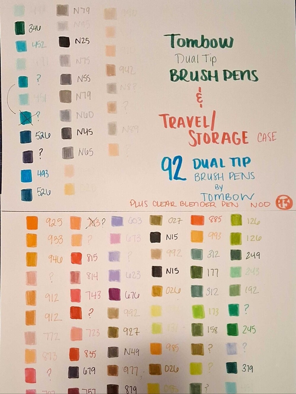 Tombow Dual Tip Brush Pens - 92 Color Set Plus 1 Colorless Blender